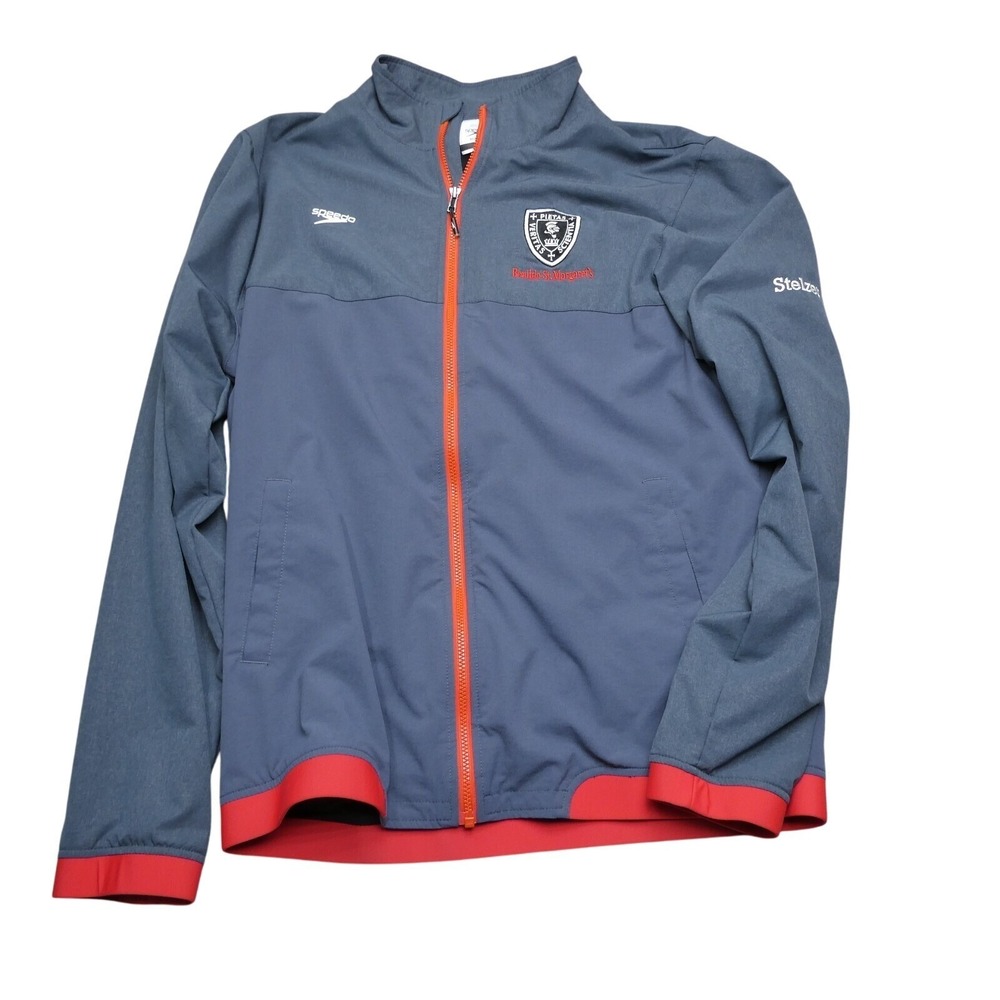 Speedo Benilde St Margaret's Warmup Jacket Full Zip Gray Orange Athletic‎ M
